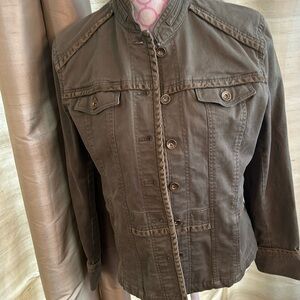 Jones New York sport cotton spandex, green army jacket with pockets medium